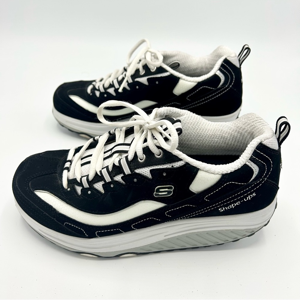 Skechers Shape Ups Women’s Fitness Shoes Rocker Black White 11809 Size 9.5